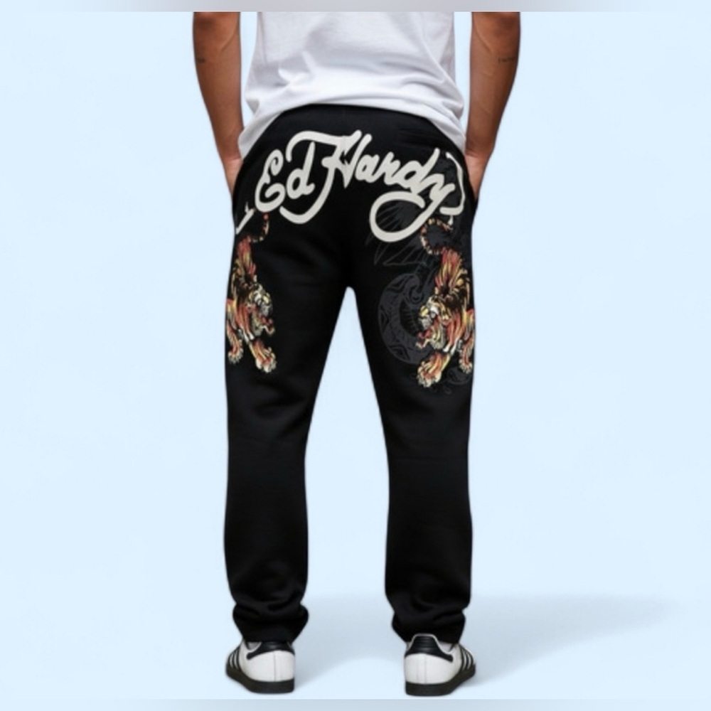 Ed Hardy Crawling Tigers Sweatpants in Black Size: XXL NWT - Picture 6 of 14